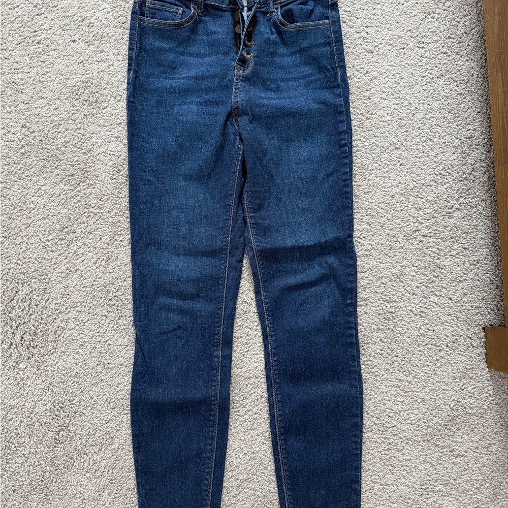Carly Jean Los Angeles Dark Blue Lace-Up Skinny Jeans